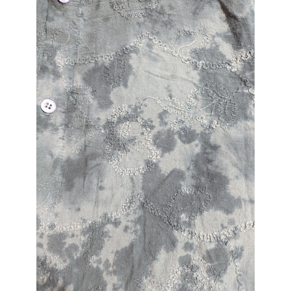 Vtg Pop Icon Shirt Mens L Embroidered Blue Gray Long Sleeve Button Up Y2K Grunge - Picture 6 of 8